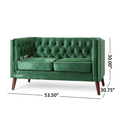 Holasek Contemporary Velvet Upholstered Tufted Loveseat - Christopher Knight Home - Image 9