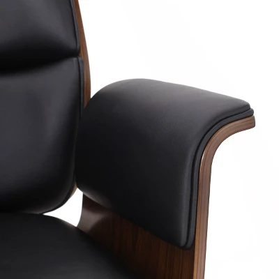Cannonade Mid-Century Modern Swivel Office Chair Black/Walnut - Christopher Knight Home - Image 8