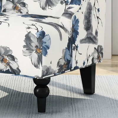 Toddman High-Back Club Chair Floral Print Blue - Christopher Knight Home - Image 3