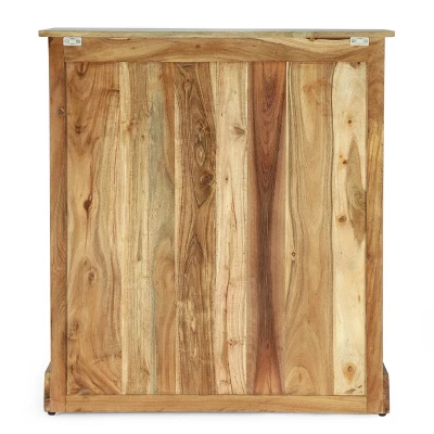 Laymon Modern Industrial Handcrafted Acacia Wood Live Edge Cabinet With Sliding Door Natural/Black - Christopher Knight Home - Image 2