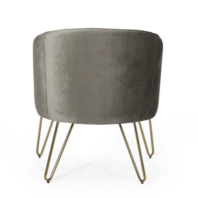 Grelton Modern Glam Velvet Club Chair With Hairpin Legs - Christopher Knight Home - Image 5