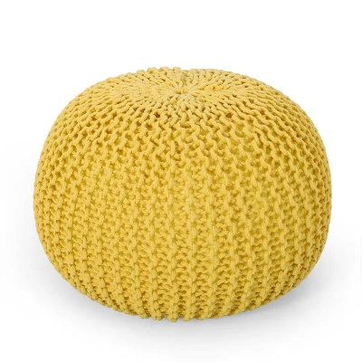 Nahunta Modern Knitted Cotton Round Pouf - Christopher Knight Home - Image 13