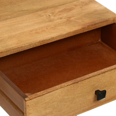 Gaudet Modern Industrial Handmade Mango Wood C Shaped Side Table With Drawer Natural/Black - Christopher Knight Home - Image 7