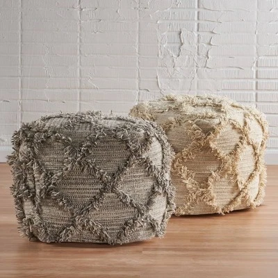 Jucar Handcrafted Boho Fabric Cube Pouf - Christopher Knight Home - Image 4