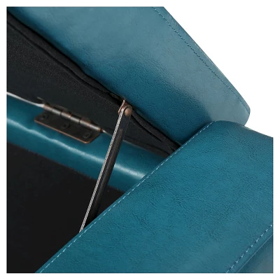 Guernsey Faux Leather Storage Ottoman Bench Teal - Christopher Knight Home - Image 2