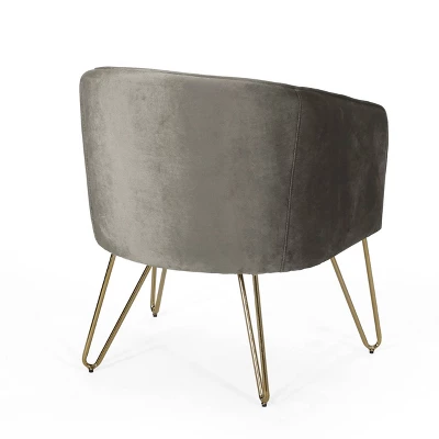 Grelton Modern Glam Velvet Club Chair With Hairpin Legs - Christopher Knight Home - Image 2