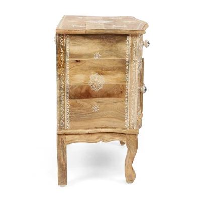 Culloden Handcrafted Boho Mango Wood Cabinet Natural/White - Christopher Knight Home - Image 3