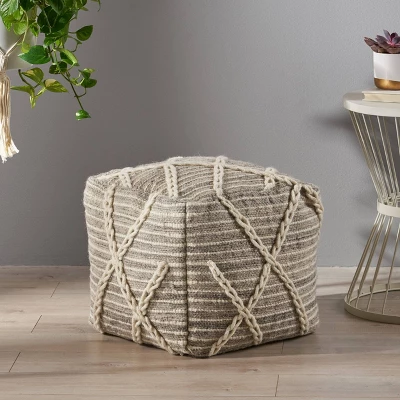 Borton Contemporary Pouf Gray - Christopher Knight Home - Image 2