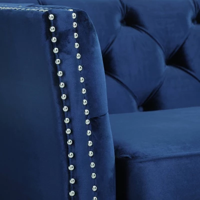 Chatwin Contemporary Tufted Velvet Sofa Dark Blue - Christopher Knight Home - Image 3