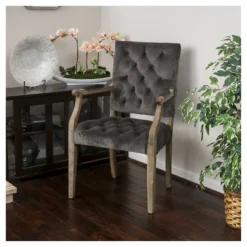 Saltillo New Velvet Arm Dining Chair - Charcoal - Christopher Knight Home