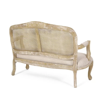Saley French Country Wood And Cane Loveseat - Christopher Knight Home - Image 2