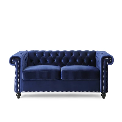 Brinkhaven Modern Glam Tufted Velvet Loveseat With Nailhead Trim - Christopher Knight Home - Image 10