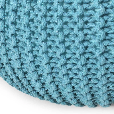 Nahunta Modern Knitted Cotton Round Pouf - Christopher Knight Home - Image 3
