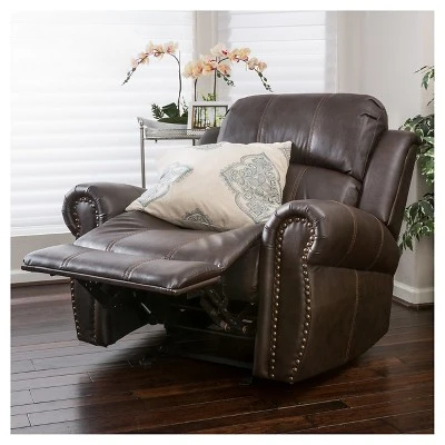 Charlie Faux Leather Leather Glider Recliner Club Chair Dark Brown - Christopher Knight Home - Image 3