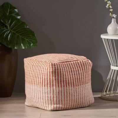 Saffron Boho Pouf Orange - Christopher Knight Home - Image 2