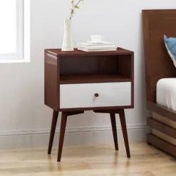 Burnett Mid Century Modern Side Table Brown - Christopher Knight Home