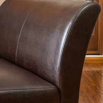 Darcy Bonded Leather Loveseat Brown - Christopher Knight Home - Image 3