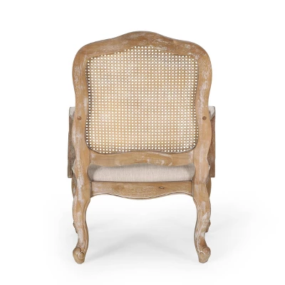 Set Of 2 Andrea French Country Wood And Cane Upholstered Dining Armchairs - Christopher Knight Home - Image 6