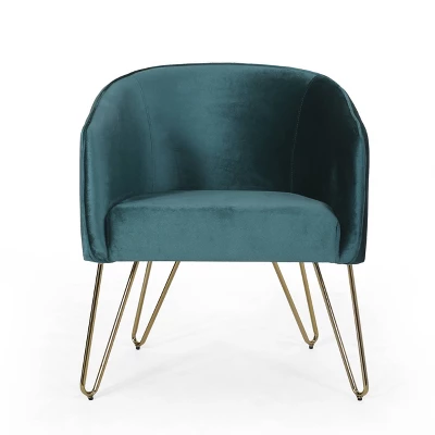 Grelton Modern Glam Velvet Club Chair With Hairpin Legs - Christopher Knight Home - Image 10