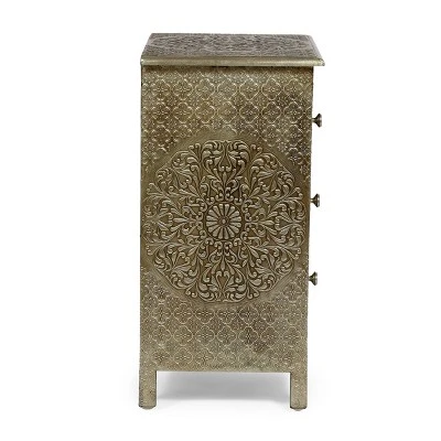 Deschutes Handcrafted Boho 3 Drawer Nightstand Silver - Christopher Knight Home - Image 3