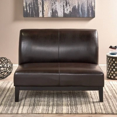 Darcy Bonded Leather Loveseat Brown - Christopher Knight Home - Image 2