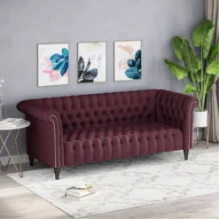 Barneyville Traditional Chesterfield Sofa Wine - Christopher Knight Home
