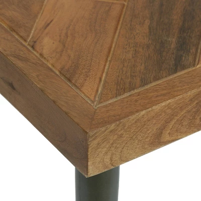 Villard Boho Handcrafted Mango Wood Parquet Side Table Natural Honey/Gray - Christopher Knight Home - Image 5
