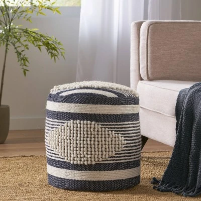 Lucknow Boho Handcrafted Fabric Cylinder Pouf - Christopher Knight Home - Image 10