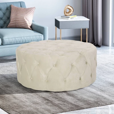 Orla Modern Glam Round Ottoman - Christopher Knight Home