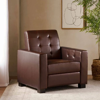 Craigue Contemporary Tufted Faux Leather Pushback Recliner - Christopher Knight Home