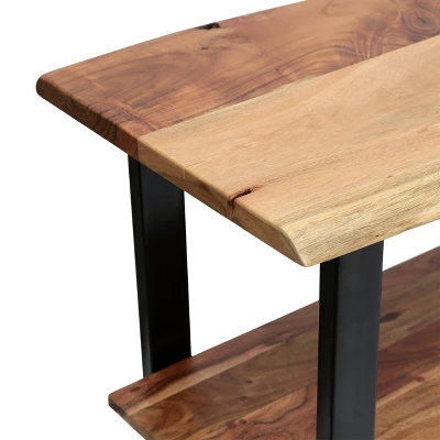 Rooker Handcrafted Modern Industrial Acacia Wood Media Console Table Natural/Black - Christopher Knight Home - Image 4